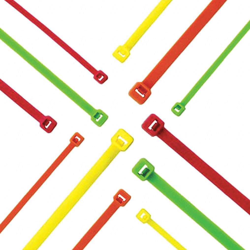 Cable Tie, 8"L, Nylon, Pink, PK1000