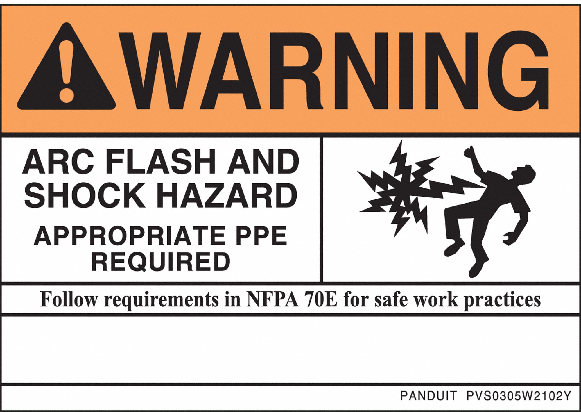 Sign Warning Arc Flash Orange/White PK5