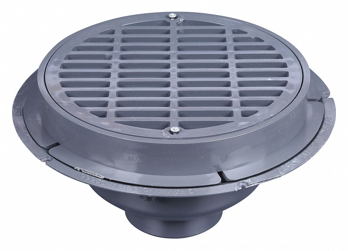 PVC Com Drain 6", w/Pl Grate Bucket