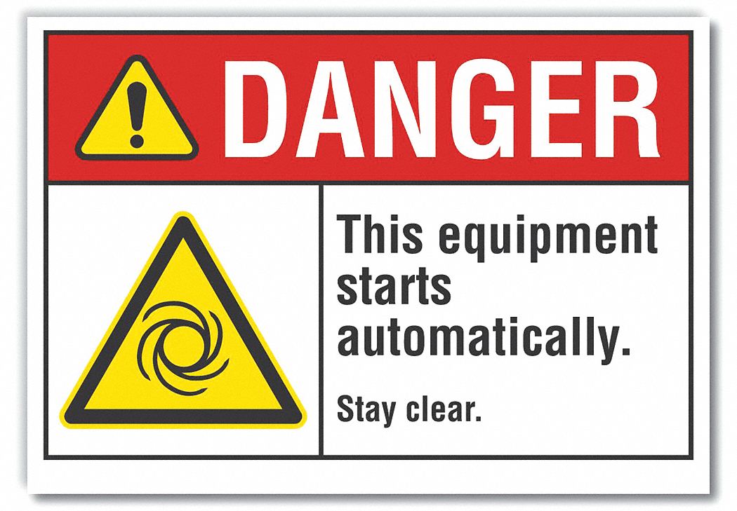  Machine & Operation Danger Label: Polyester, Adhesive Sign Mounting, 5 in x 7 in Nominal Sign Size