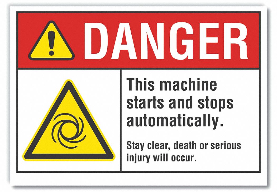  Machine & Operation Danger Label: Polyester, Adhesive Sign Mounting, 5 in x 7 in Nominal Sign Size