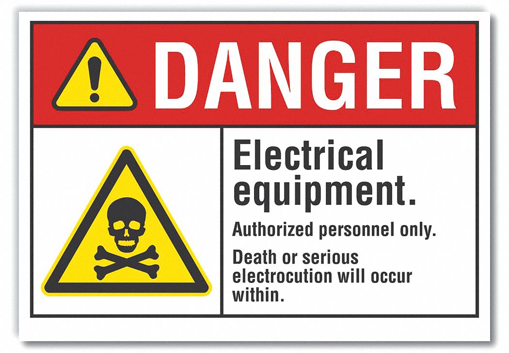  Electrical Equipment Danger Label: Polyester, Adhesive Sign Mounting, 5 in x 7 in Nominal Sign Size
