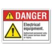 Danger: Electrical Equipment Authorized Personnel Only. Will Cause Serious Shock Or Injury. Signs