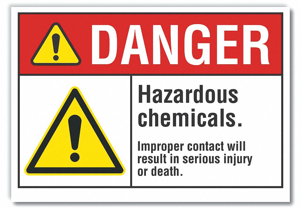 Polyester, Adhesive Sign Mounting, Hazardous Chemicals Danger Label