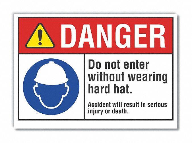 Danger Sign, 7 in x 10 in, Non-PVC Polymer