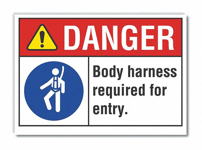 Polyester, Adhesive Sign Mounting, Body Harness Danger Label - 62TN07 ...