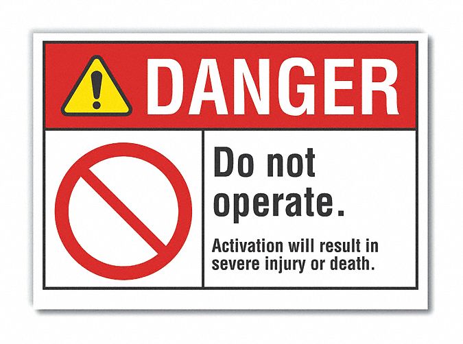  Machine & Operation Danger Label: Polyester, Adhesive Sign Mounting, 7 in x 10 in Nominal Sign Size