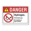 Danger: Hydrogen. Flammable Gas. No Smoking Or Open Flames. Signs