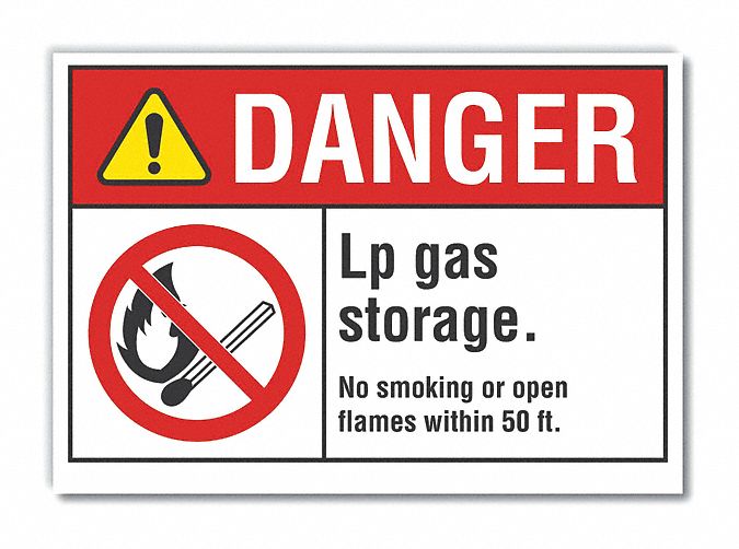  No Smoking Danger Label: Polyester, Adhesive Sign Mounting, 10 in x 14 in Nominal Sign Size, Danger