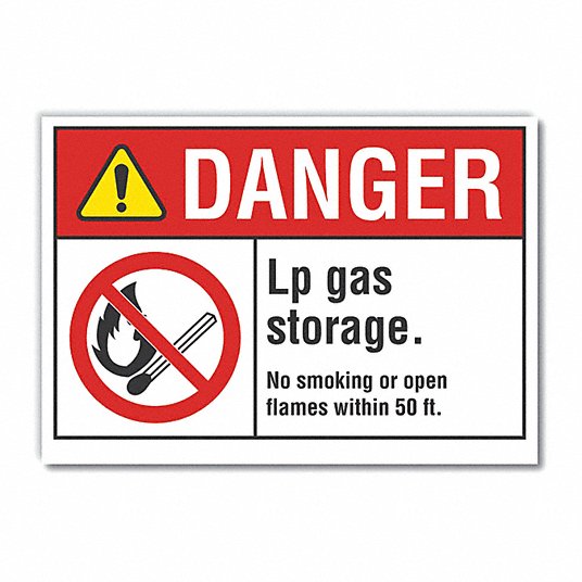 OSHA Danger Sign LP Gas Storage No Smoking or Flames with-in 50 FT. 