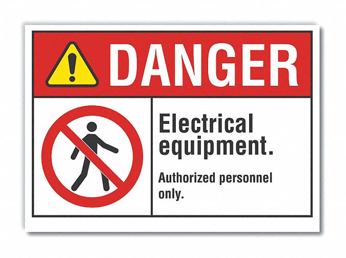  Electrical Equipment Danger Label: Polyester, Adhesive Sign Mounting, 5 in x 7 in Nominal Sign Size