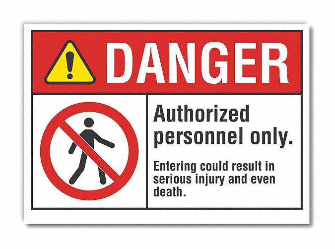  Authorized Personnel Danger Label: Polyester, Adhesive Sign Mounting, Not Retroreflective, Danger