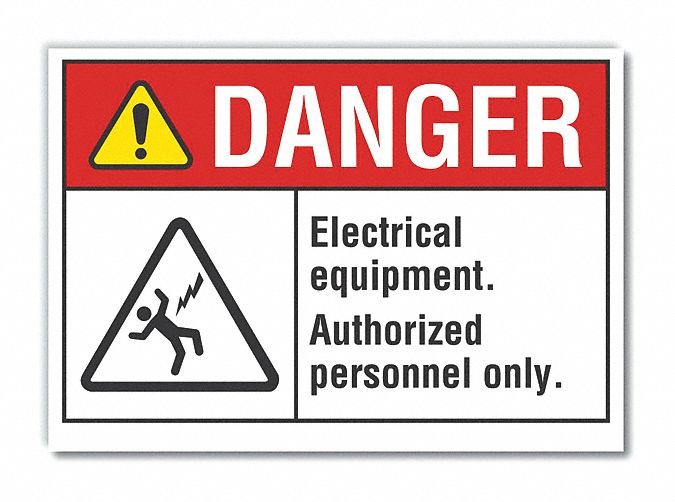  Electrical Equipment Danger Label: Polyester, Adhesive Sign Mounting, 5 in x 7 in Nominal Sign Size