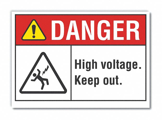  High Voltage Danger Label: Polyester, Adhesive Sign Mounting, 10 in x 14 in Nominal Sign Size