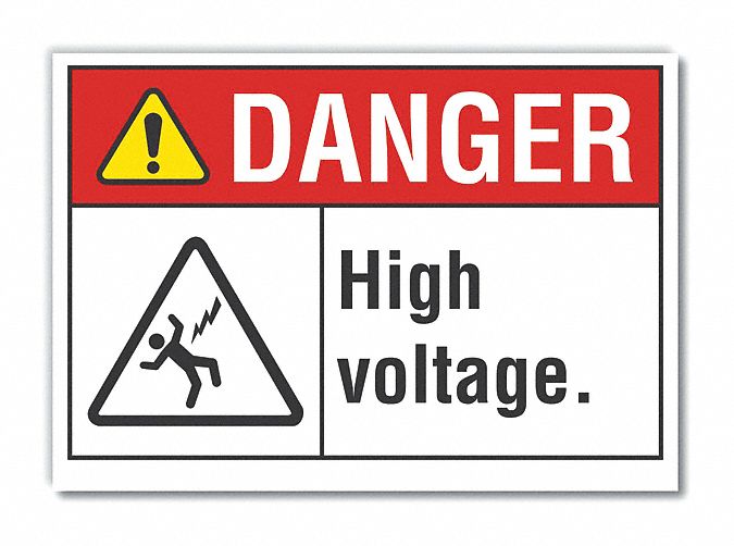  High Voltage Danger Label: Polyester, Adhesive Sign Mounting, 10 in x 14 in Nominal Sign Size