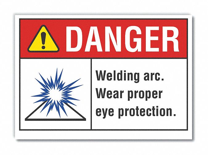  Eye  Danger Label: Polyester, Adhesive Sign Mounting, 10 in x 14 in Nominal Sign Size