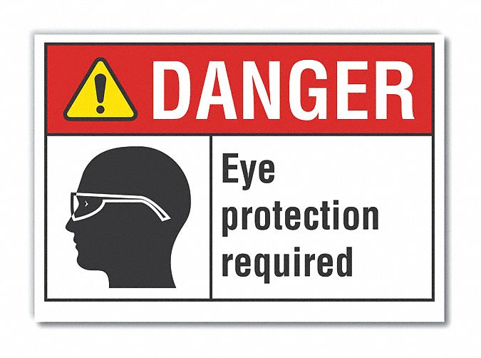  Eye  Danger Label: Polyester, Adhesive Sign Mounting, 10 in x 14 in Nominal Sign Size, Danger, Wall