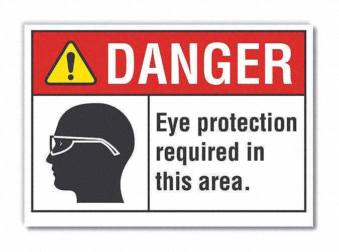  Eye  Danger Label: Polyester, Adhesive Sign Mounting, 10 in x 14 in Nominal Sign Size, Danger, Wall