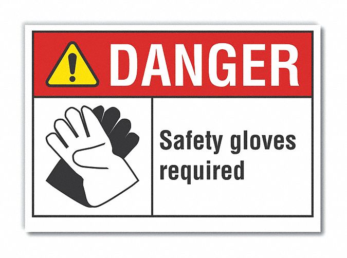  Hand  Danger Label: Polyester, Adhesive Sign Mounting, 10 in x 14 in Nominal Sign Size