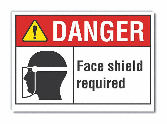  Face Mask Danger Label: Polyester, Adhesive Sign Mounting, 10 in x 14 in Nominal Sign Size, Danger