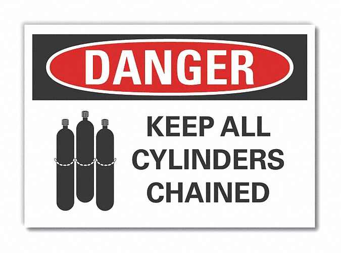 Polyester, Adhesive Sign Mounting, Cylinder Handling Danger Label ...