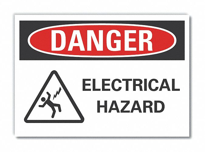  Electrical Hazard Danger Label: Polyester, Adhesive Sign Mounting, 10 in x 14 in Nominal Sign Size