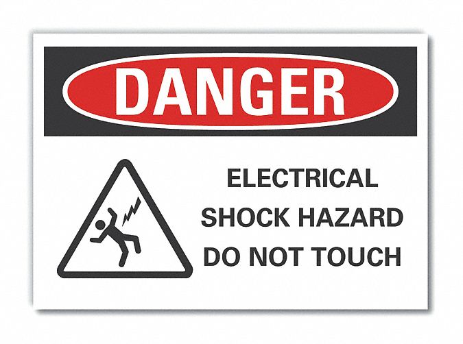  Electrical Hazard Danger Label: Polyester, Adhesive Sign Mounting, 10 in x 14 in Nominal Sign Size