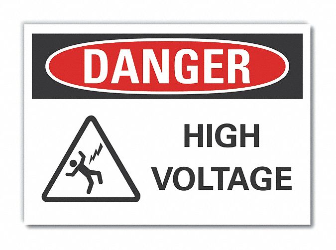  High Voltage Danger Label: Polyester, Adhesive Sign Mounting, 10 in x 14 in Nominal Sign Size