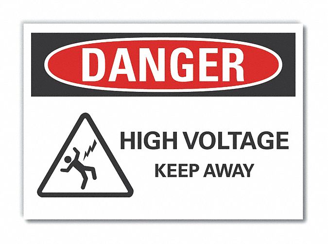  High Voltage Danger Label: Polyester, Adhesive Sign Mounting, 10 in x 14 in Nominal Sign Size