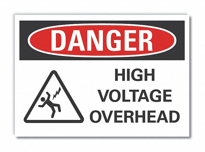  High Voltage Danger Label: Polyester, Adhesive Sign Mounting, 10 in x 14 in Nominal Sign Size