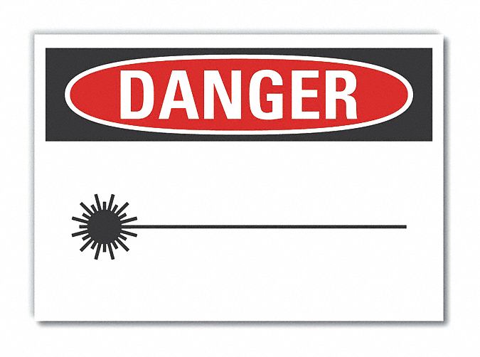  Laser Area Danger Label: Polyester, Adhesive Sign Mounting, 7 in x 10 in Nominal Sign Size