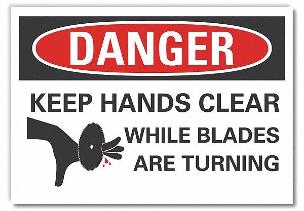  Keep Hands Clear Danger Label: Polyester, Adhesive Sign Mounting, 5 in x 7 in Nominal Sign Size