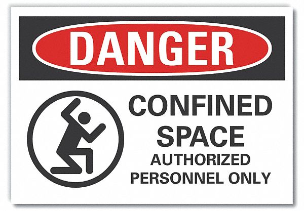 Polyester, Adhesive Sign Mounting, Confined Space Danger Label - 62UG32 ...