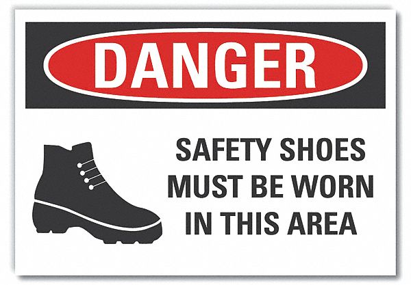  Foot  Danger Label: Polyester, Adhesive Sign Mounting, 10 in x 14 in Nominal Sign Size, Danger
