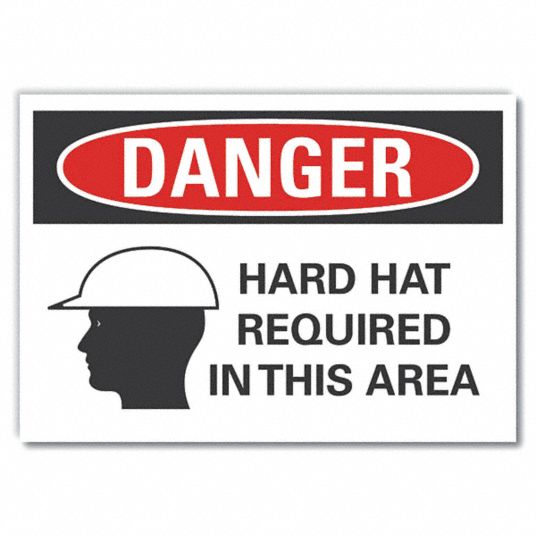 LYLE Hard Hat Danger Label, Sign Format ANSI/OSHA Format, Hard Hat ...