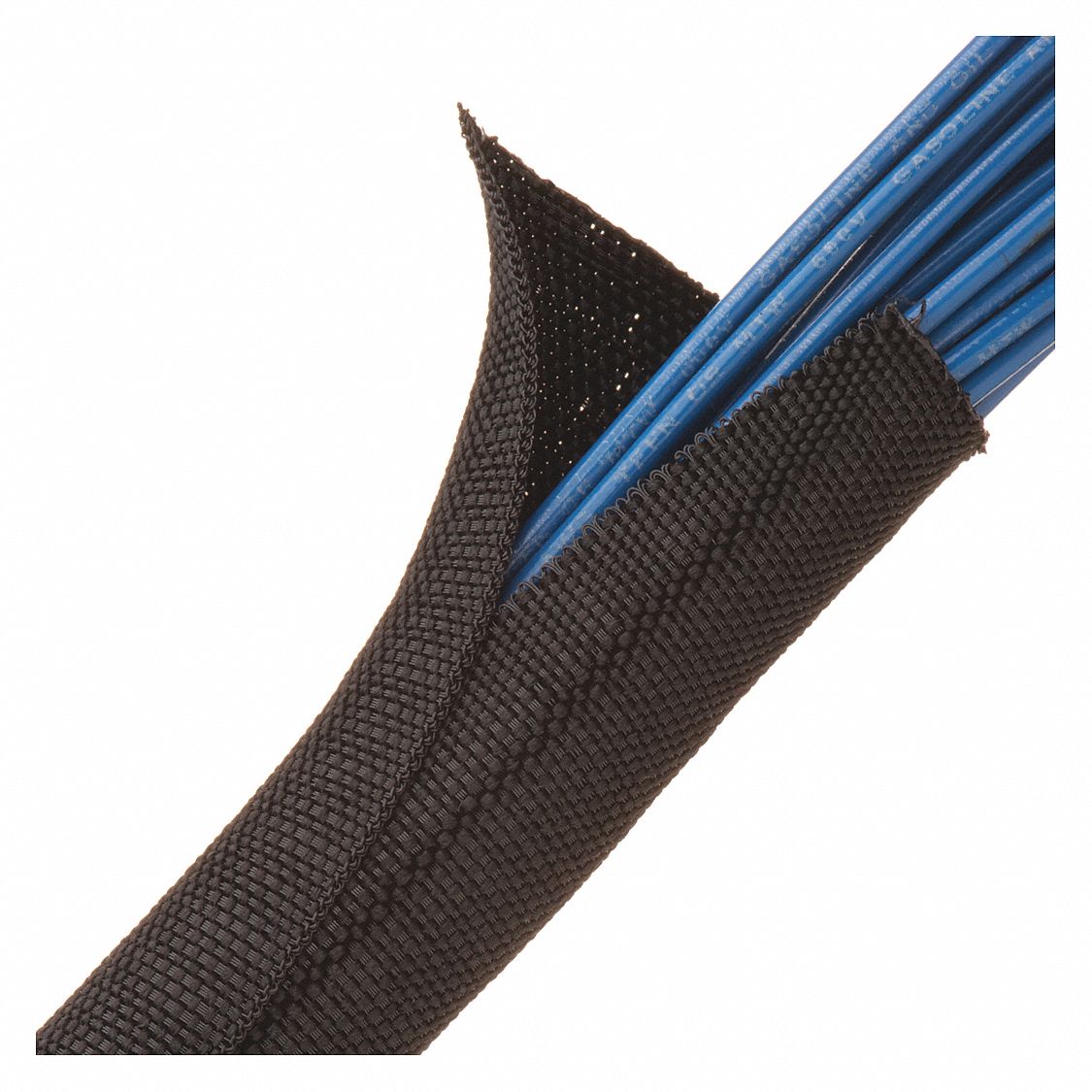 Cable Sleeving: 3/4 in Inside Dia, 10 ft Lg, Self Wrap, Fiberglass, Black, -94°F to 257°F