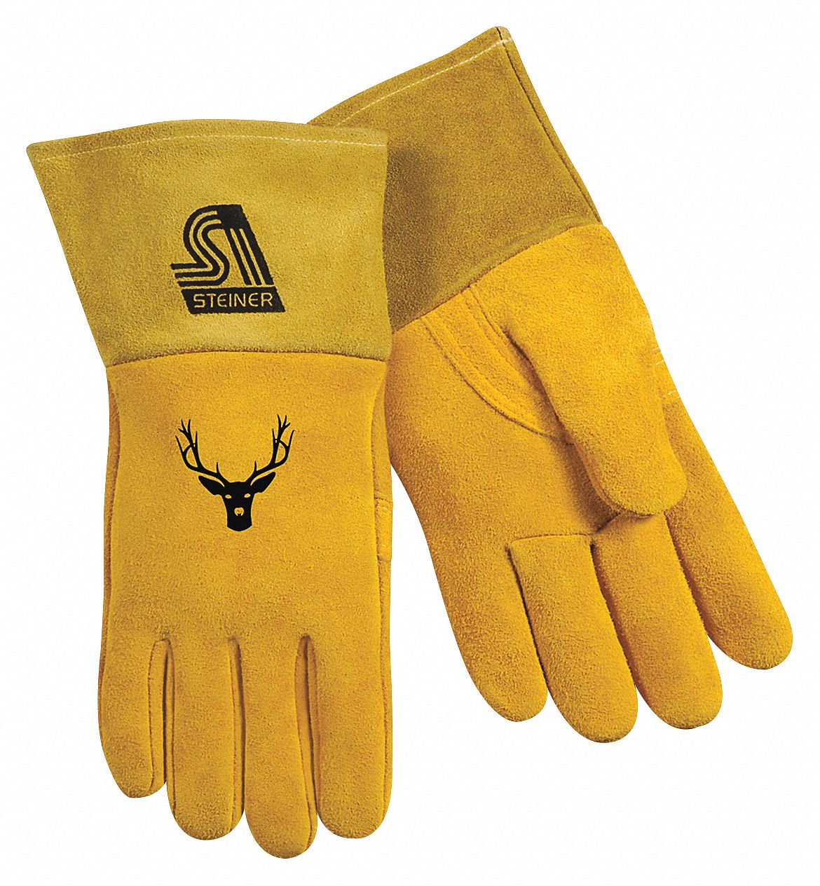 MIG GANTS DE SOUDURE,MANCHETTE LONGUE,G,POUCE DROIT,MANCHETTE GANTELET,JAUNE,CUIR DE DAIM