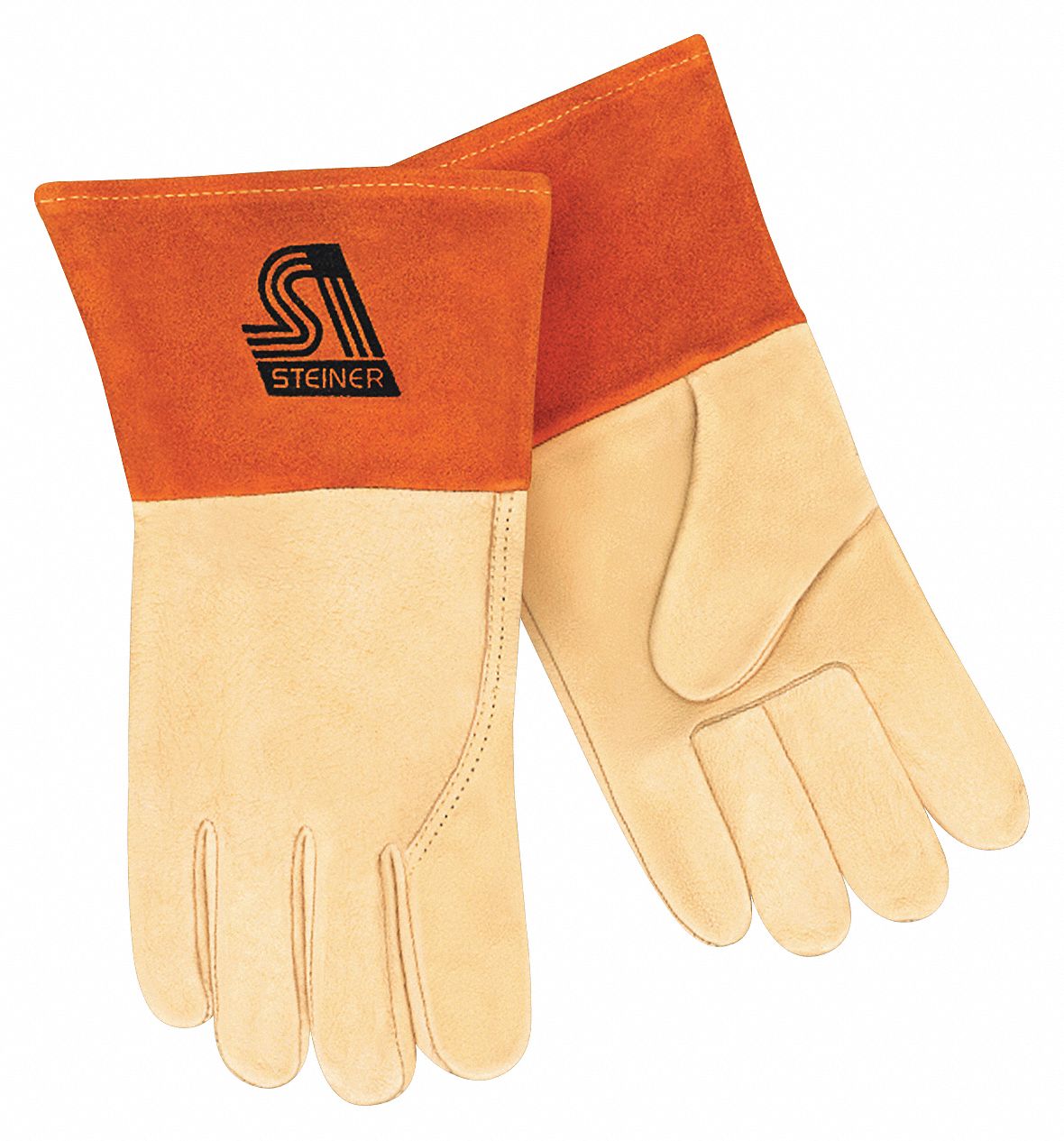 Steiner Mig Welding Gloves, Long Cuff, Xl, Wing Thumb, Gauntlet Cuff 