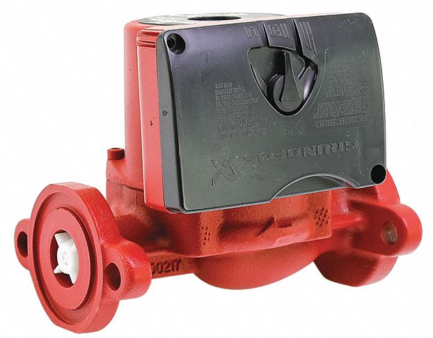 Hydronic Circulating Pump: Multi-Speed, Grundfos, Flanged, 1/25 HP, 19 ft Max. Head