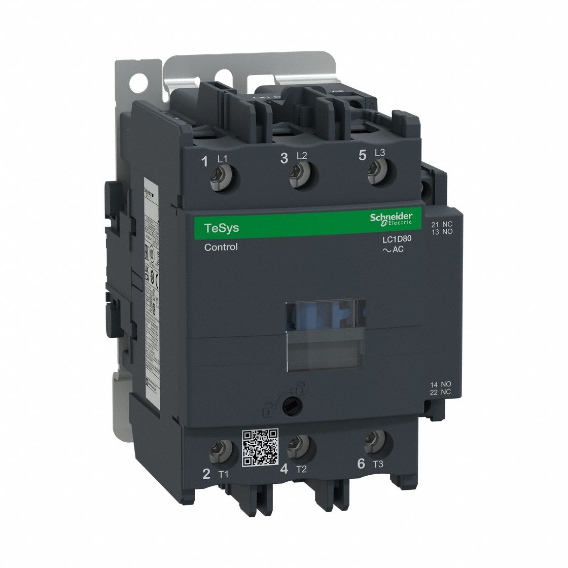 IEC Magnetic Contactor: Non-Reversing, 3 Poles, 3NO Contacts, 80 A, 24V AC Coil, 1NO/1NC