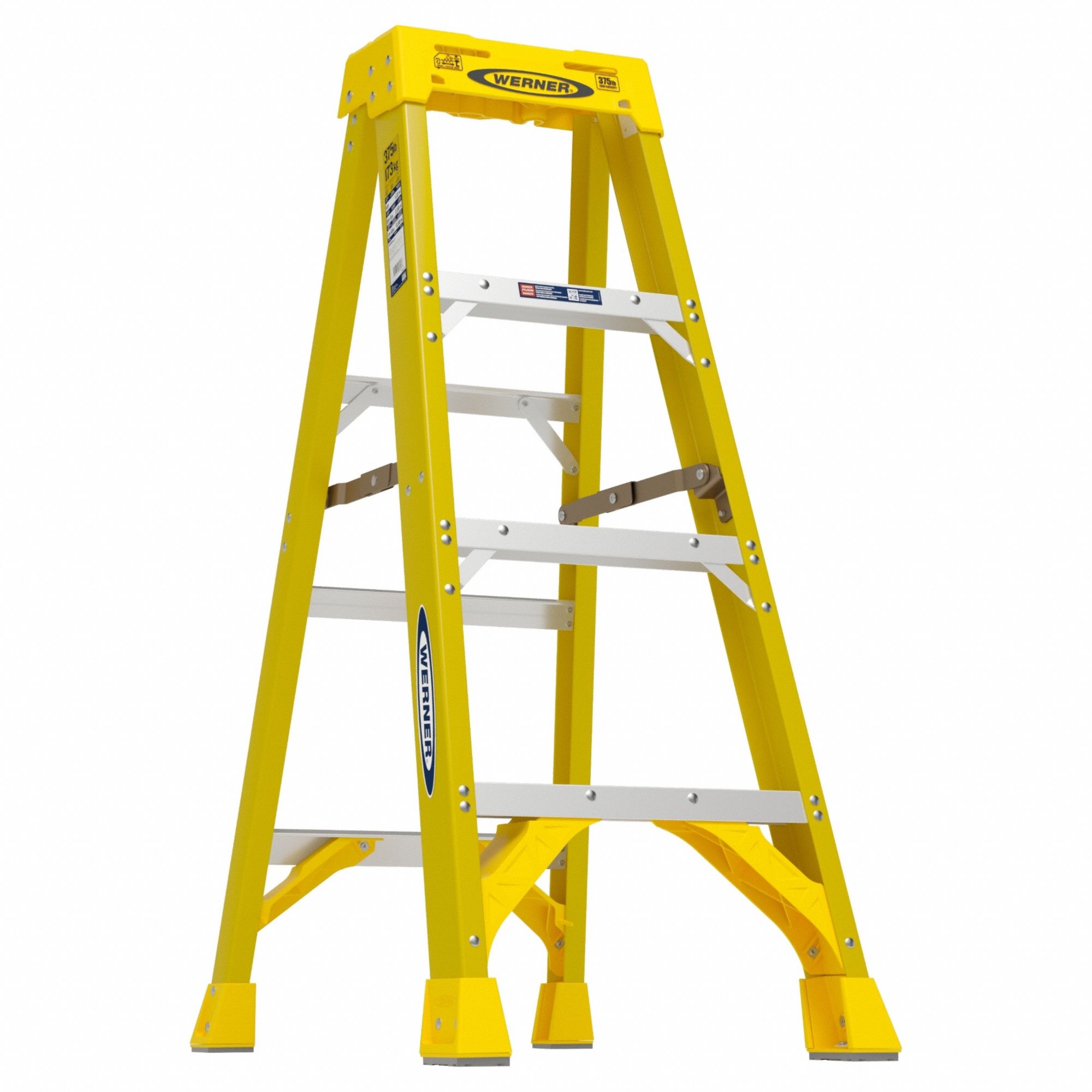 STEPLADDER, 4 FT LADDER SIZE, FIBREGLASS, 250 LB LOAD CAPACITY, 16 LB W, 1.9 FT STANDING H