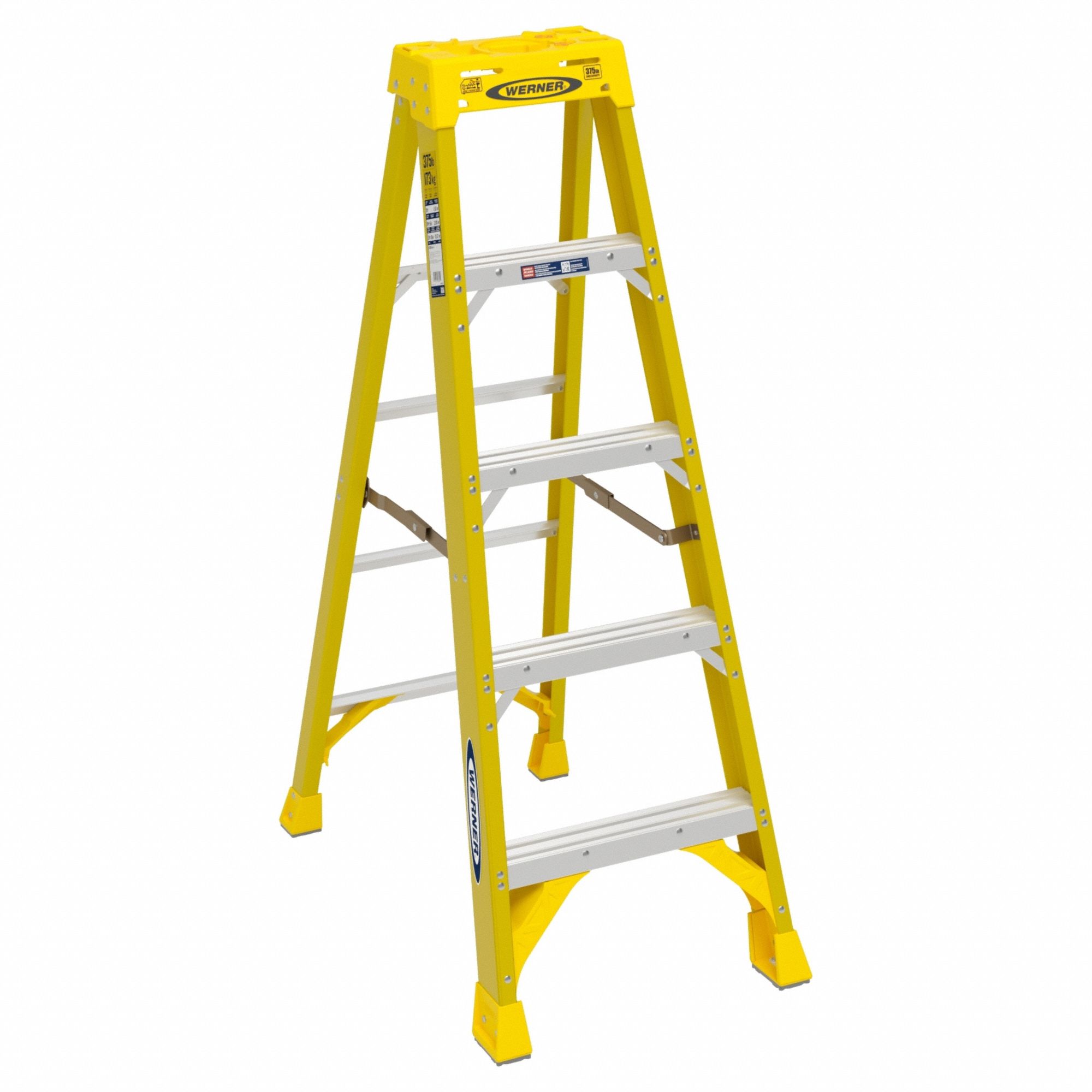 STEPLADDER, 5 FT LADDER SIZE, FIBREGLASS, 250 LB LOAD CAPACITY, 19 LB W, 2.8 FT STANDING H