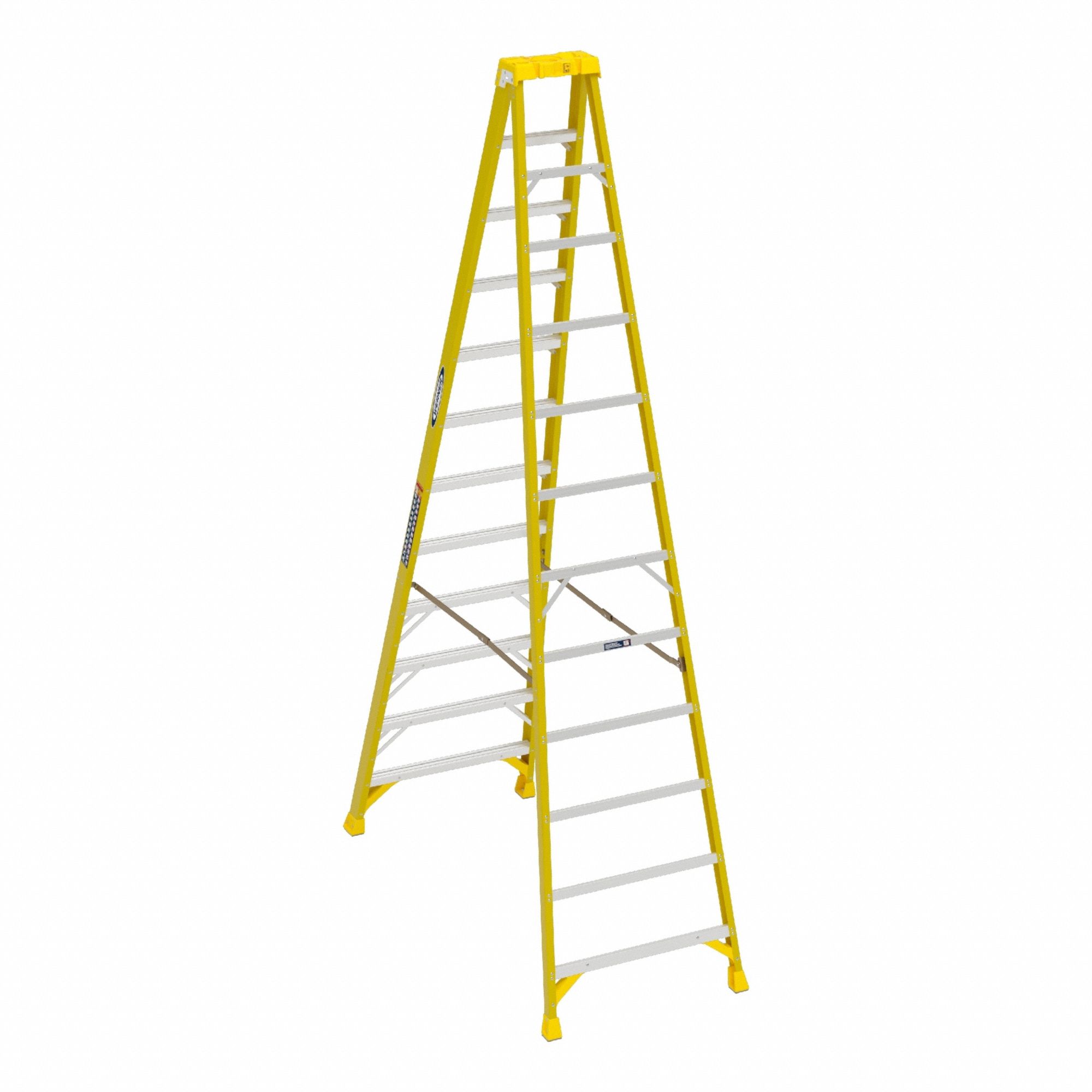 STEPLADDER, 12 FT LADDER SIZE, FIBREGLASS, 375 LB LOAD CAPACITY, 16 LB W, 9.6 FT STANDING H