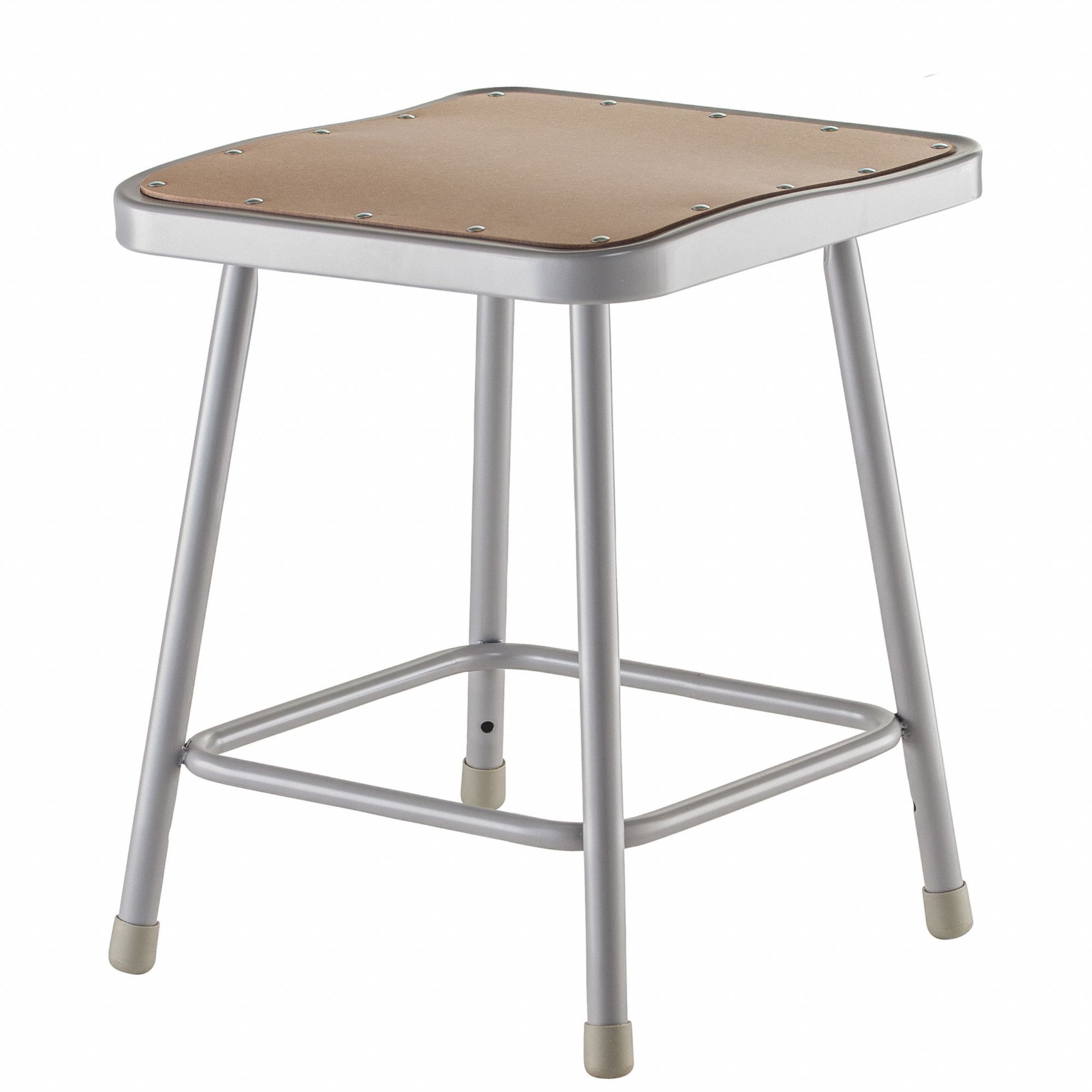 Square Stool: 17 1/2 in Overall Ht, 14 in Seat Wd, 18 in min to 18 in max