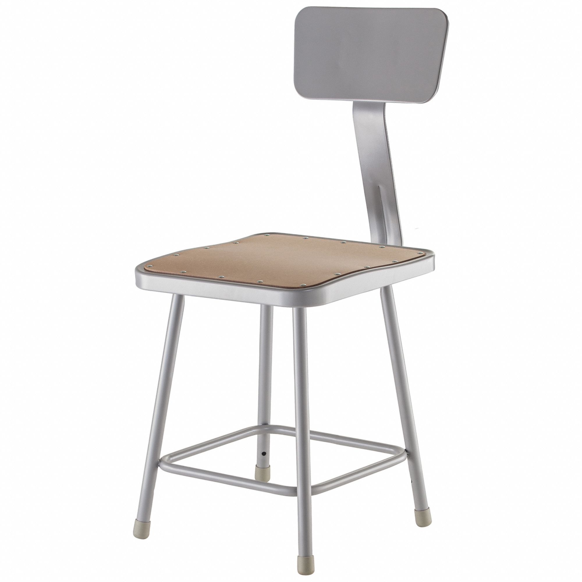 Square Stool: 31 in Overall Ht, 14 in Seat Wd, 18 in min to 18 in max, Gray