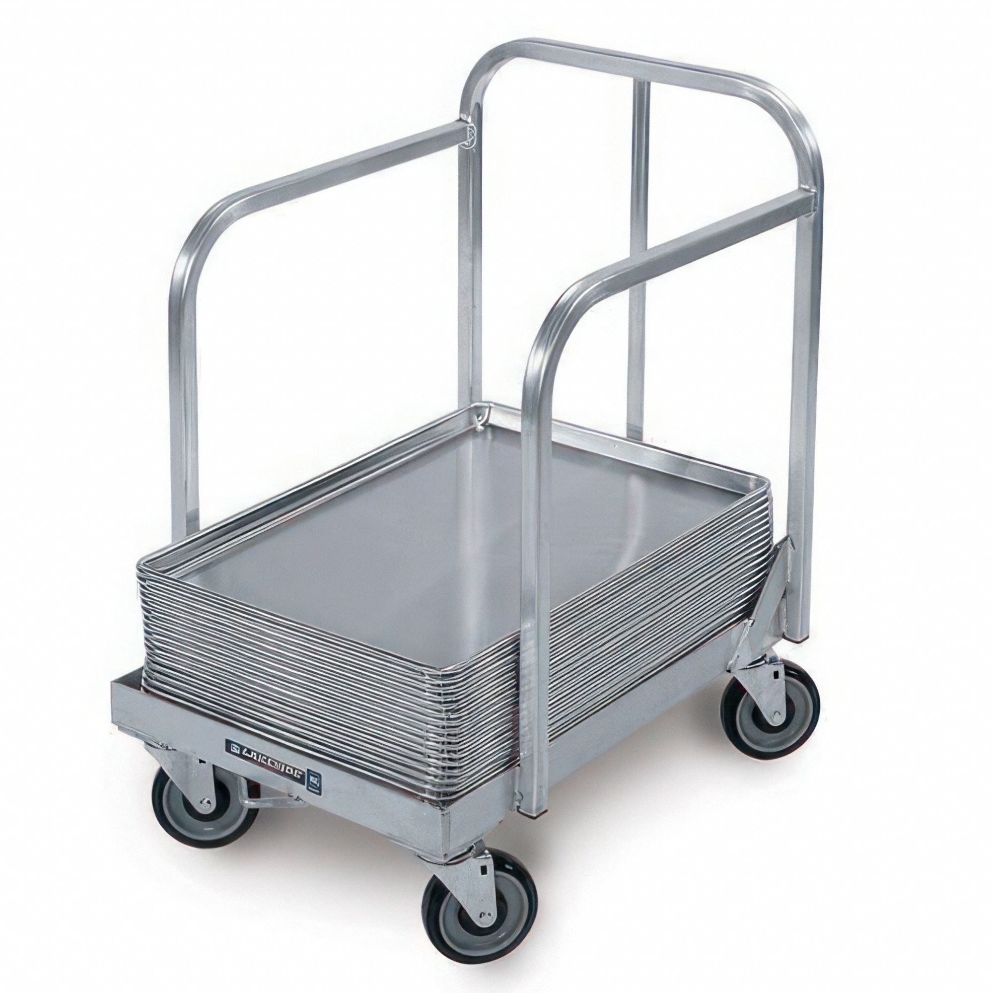 Sheet Pan Dolly: 500 lb Max Load Capacity, 33 1/2 in Overall Ht, 27 in Overall Wd, Aluminum