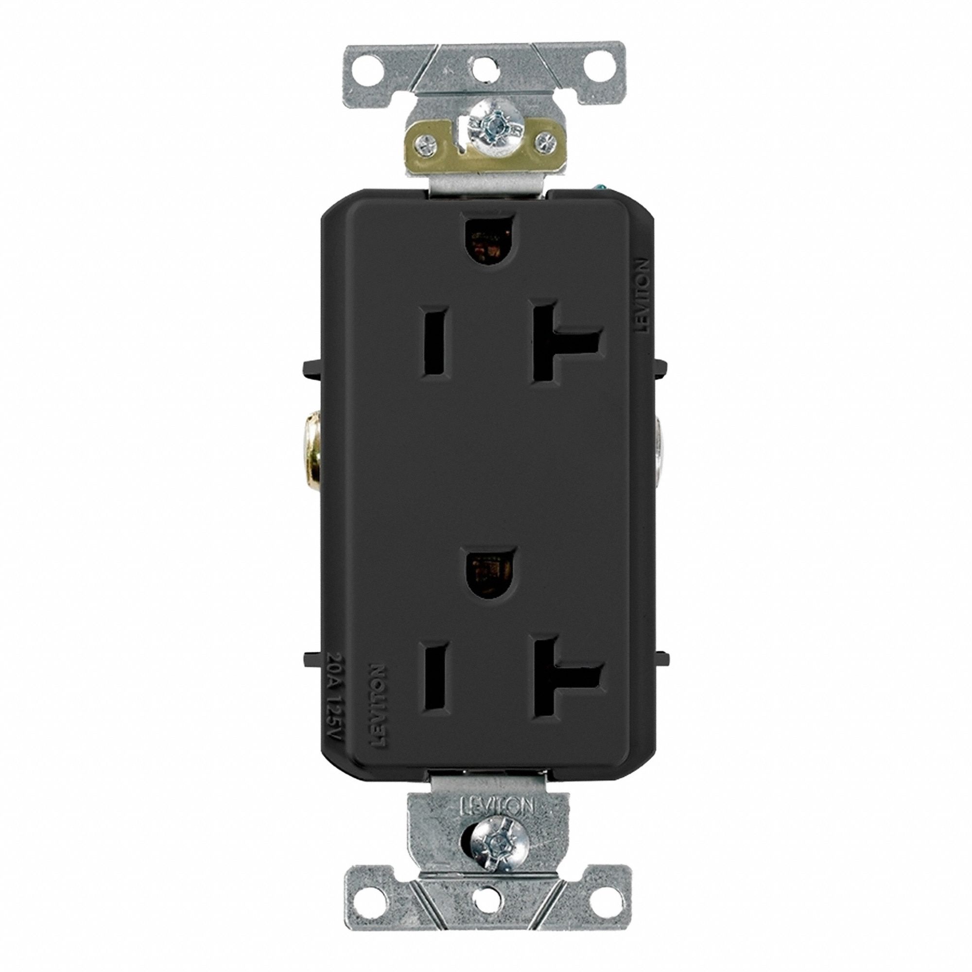 Duplex Receptacle Outlet: Duplex, 5-20R, 125V AC, 20 A, Black, 2 Pole / 3 Wire