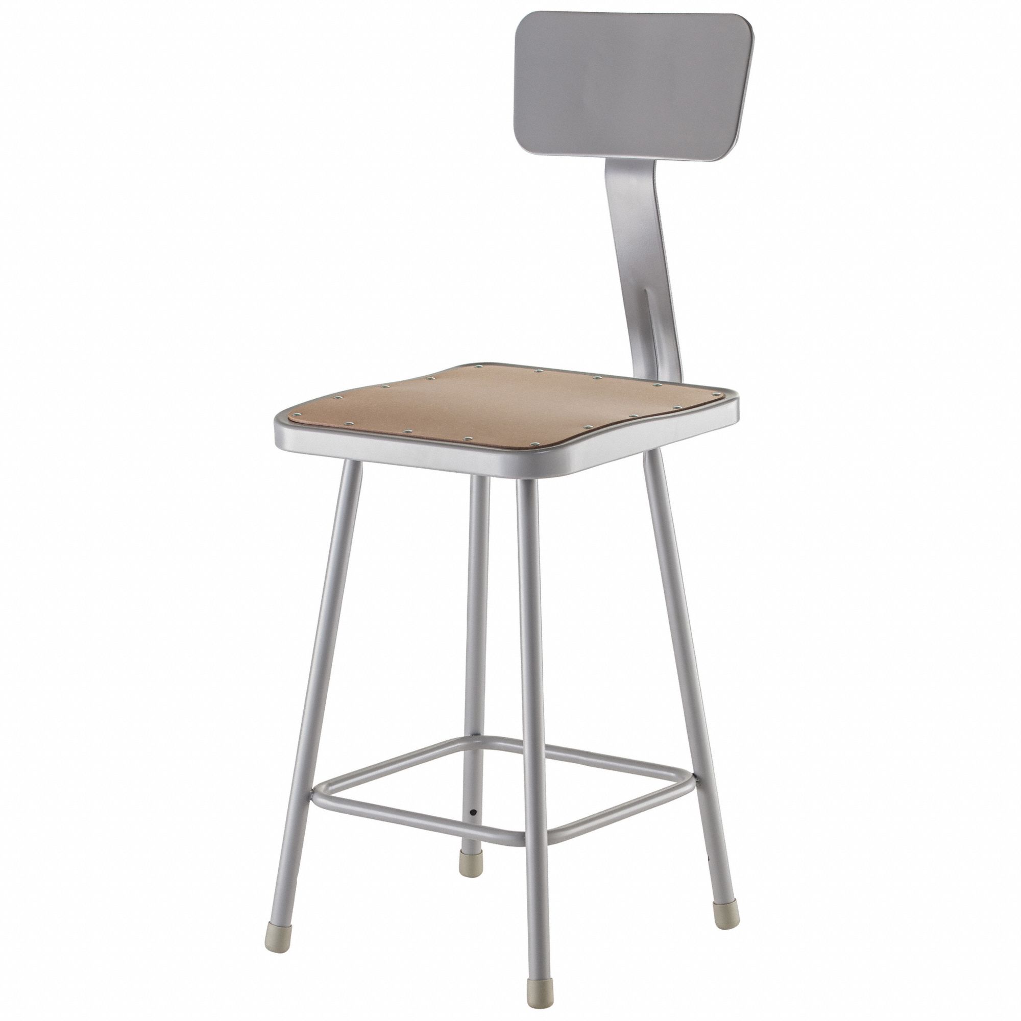 Square Stool: 37 in Overall Ht, 15 in Seat Wd, 24 in min to 24 in max, Gray