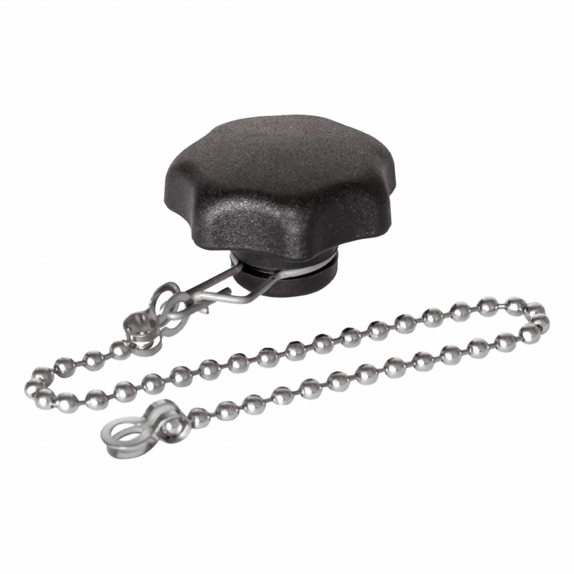 Hand Knobs with Loss Protection: 7 Point, Plastic w/ SS Thread, M10 Thread, 18 mm Thread Lg