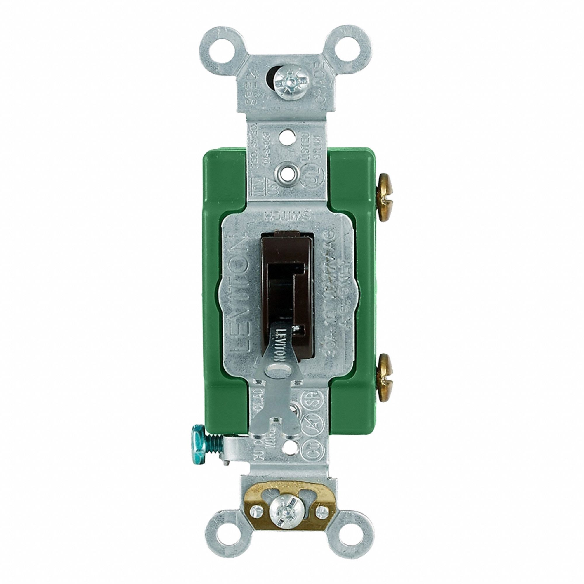 AC Quiet Switch: Toggle Switch, Single Pole, Brown, 30 A, 120/277V AC, Screw Terminals